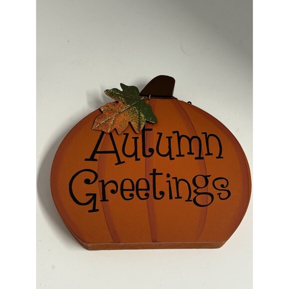 3 Piece Pumpkin Lot Vintage Welcome Sign Free standing Pumpkins - Picture 4 of 9
